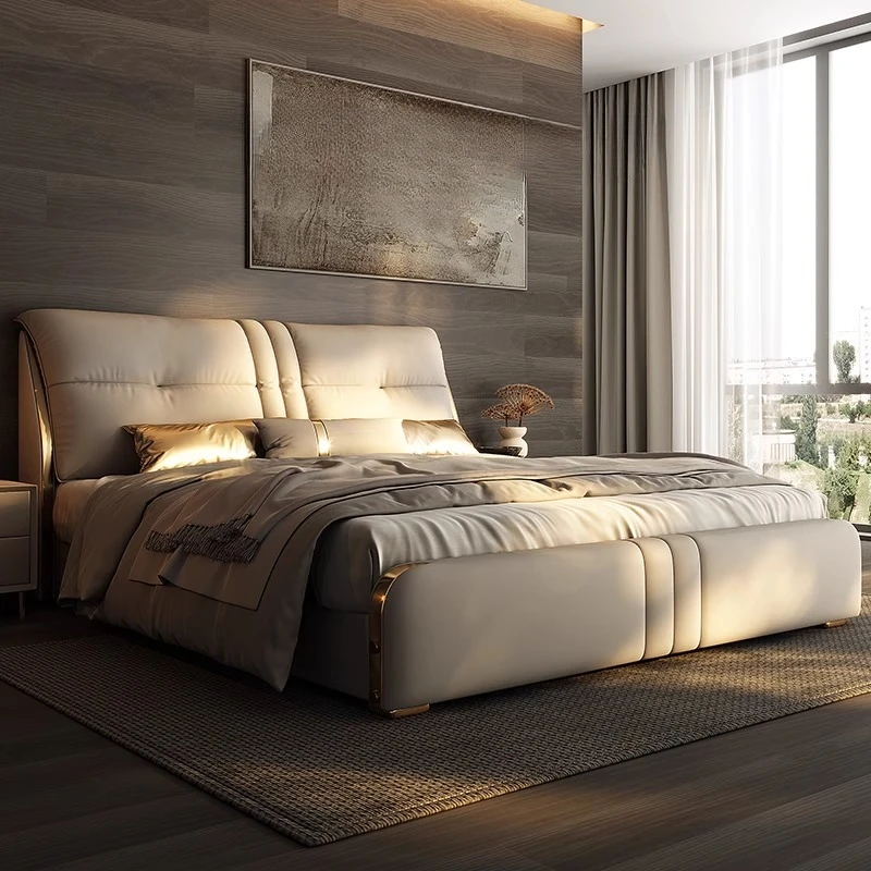 

Luxury Double Bed Modern Sofa Design Simple Princess Sleeping Massage Bed Leather Headboards Muebles Lounge Suite Furniture