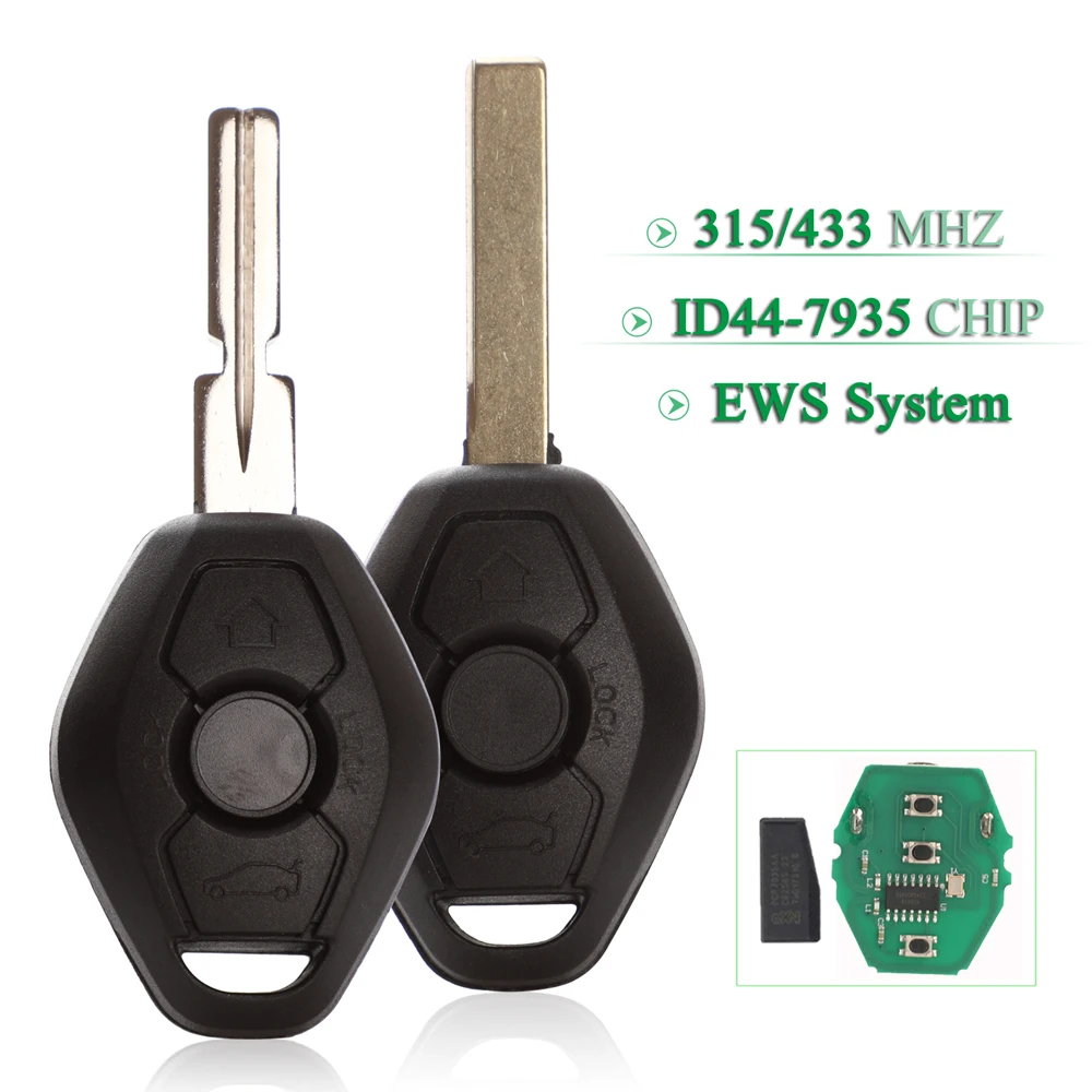 jingyuqin 315/433Mhz ID44 Chip Remote Car Key EWS Sytem For BMW 1 3 5 7 Series E38 E39 E46 X3 X5 Z3 Z4 Fob HU58 HU92 Blade