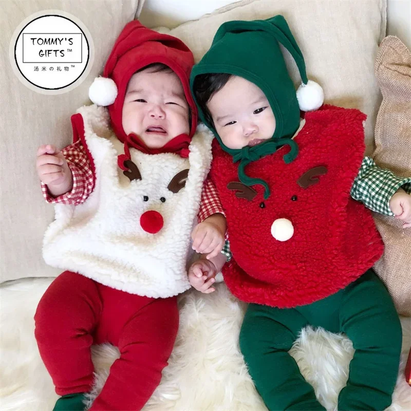 Christmas Autumn Baby Boys Girls Clothes Infant Baby Long Sleeve Suit Onesie Newborn Baby Twins Romper Bodysuits Red/Green Grid