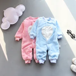 ملابس Winter Baby Warm Clothes BoyGirl Pure Colour Romper Infant Flannel Soft Fleece Newborn Jumpsuit One Piece Toddler Clothing