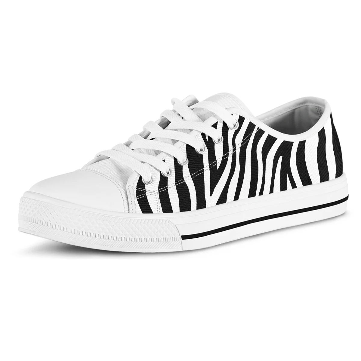 Black White Zebra Print Classic Women Sneakers Breath Canvas Shoes Fashion Women Sneakers Shoes Flats