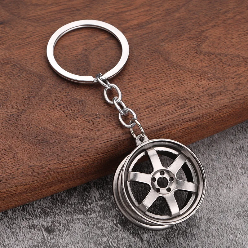 Modified Wheel Key Chains Hub Metal Keychain Turbocharged Waistband Creative Gift Car Keyring Pendant Gift For Car Lover 1Pcs