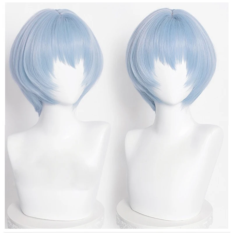 High Quality Ayanami Rei Cosplay Wig Anime EVA 100cm Long Cyan Blue Wavy Heat Resistant Synthetic Hair Wigs + Wig Cap + Hairpins