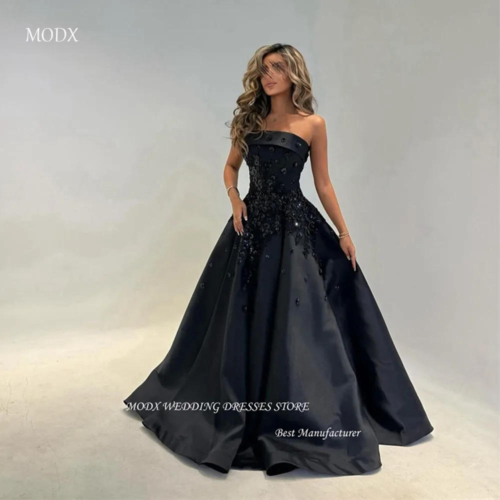 

MODX Evening Dresses Dubai Arabic Women Strapless 3D Flowers Beads Prom Gowns Long Formal Party Occasion Dress Modern 2025