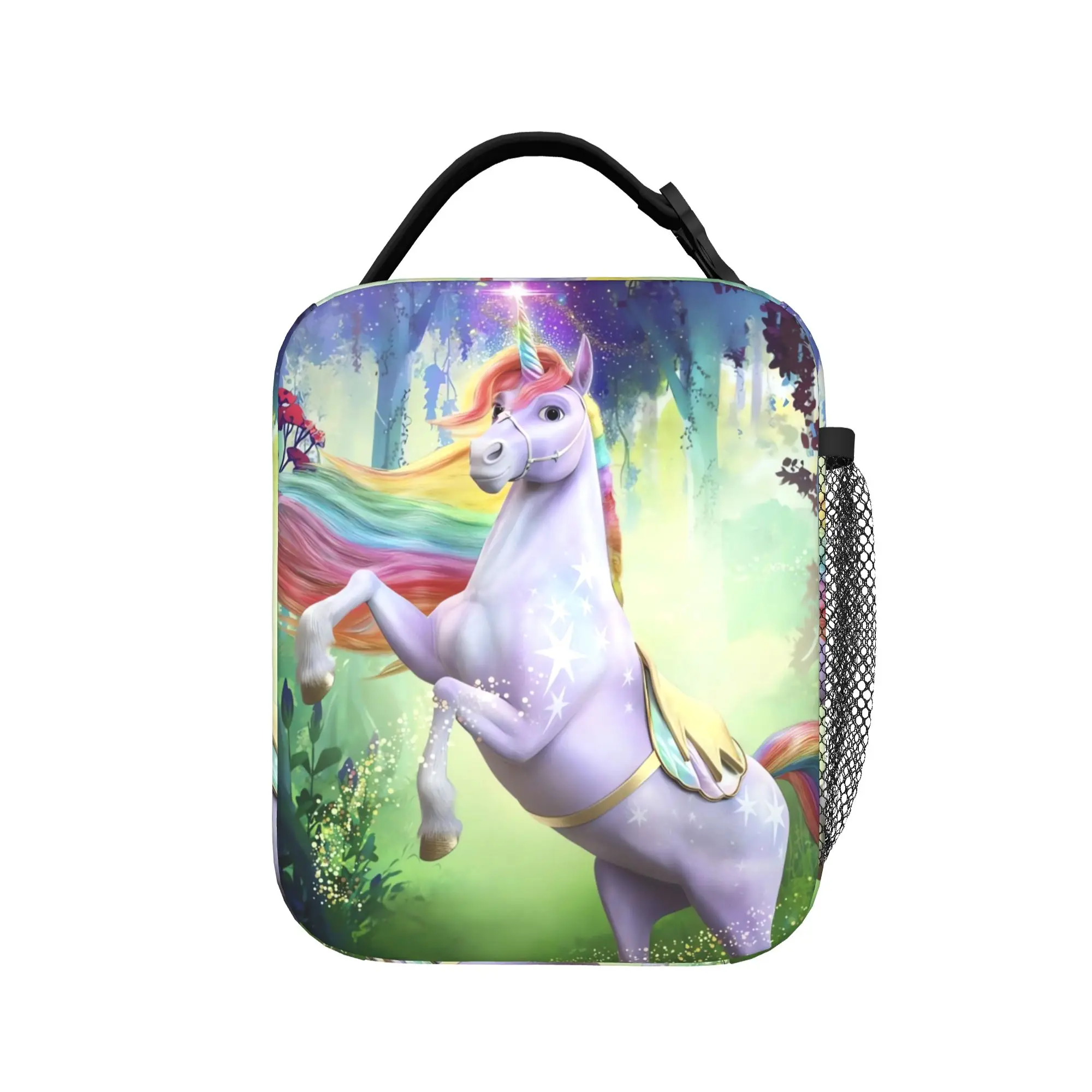 Unicorn Academy Lunch Bag  Casual Lunch Box Travel Portable Tote Food Bags For Women Oxford Print Cooler Bag