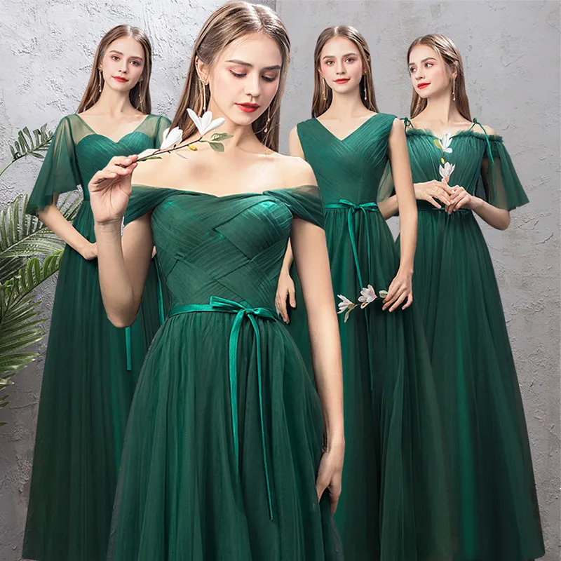 Customized Green Dress For Bride Bridesmaid Dress Long Gown Sweet Memory Tulle Gown Formal Dress Women Elegant Dresses