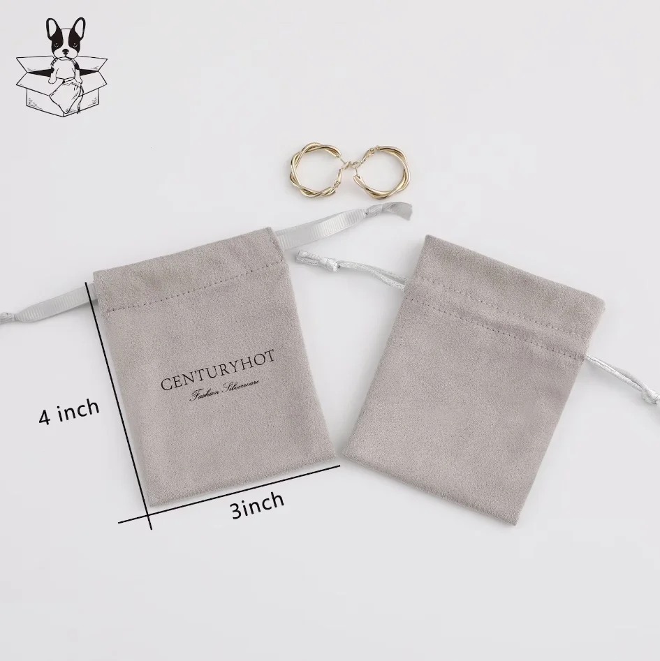 personalized color logo drawstring bag custom bagging bag jewelry pouch necklace bag suede bag skin care product pouch