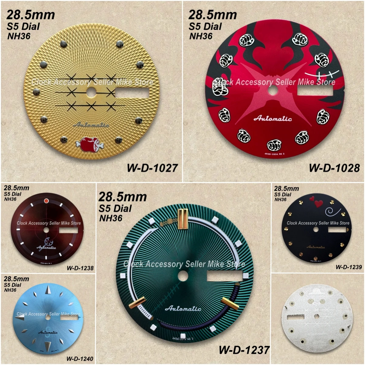 

28.5mm S5 Logo Cartoon Hat Dial Suitable for NH36/4R36 Automatic Movement Quality Dual Calendar Watch Modification Accessories