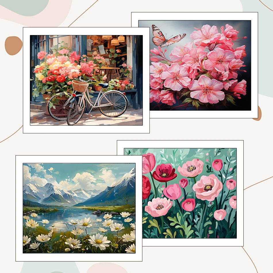 

RUOPOTY Painting By Numbers Draw Watercolor Flowers Oil Art 40X50cm Drawing On Canvas Picture Drawing Artwork Paint Kit Wall Art