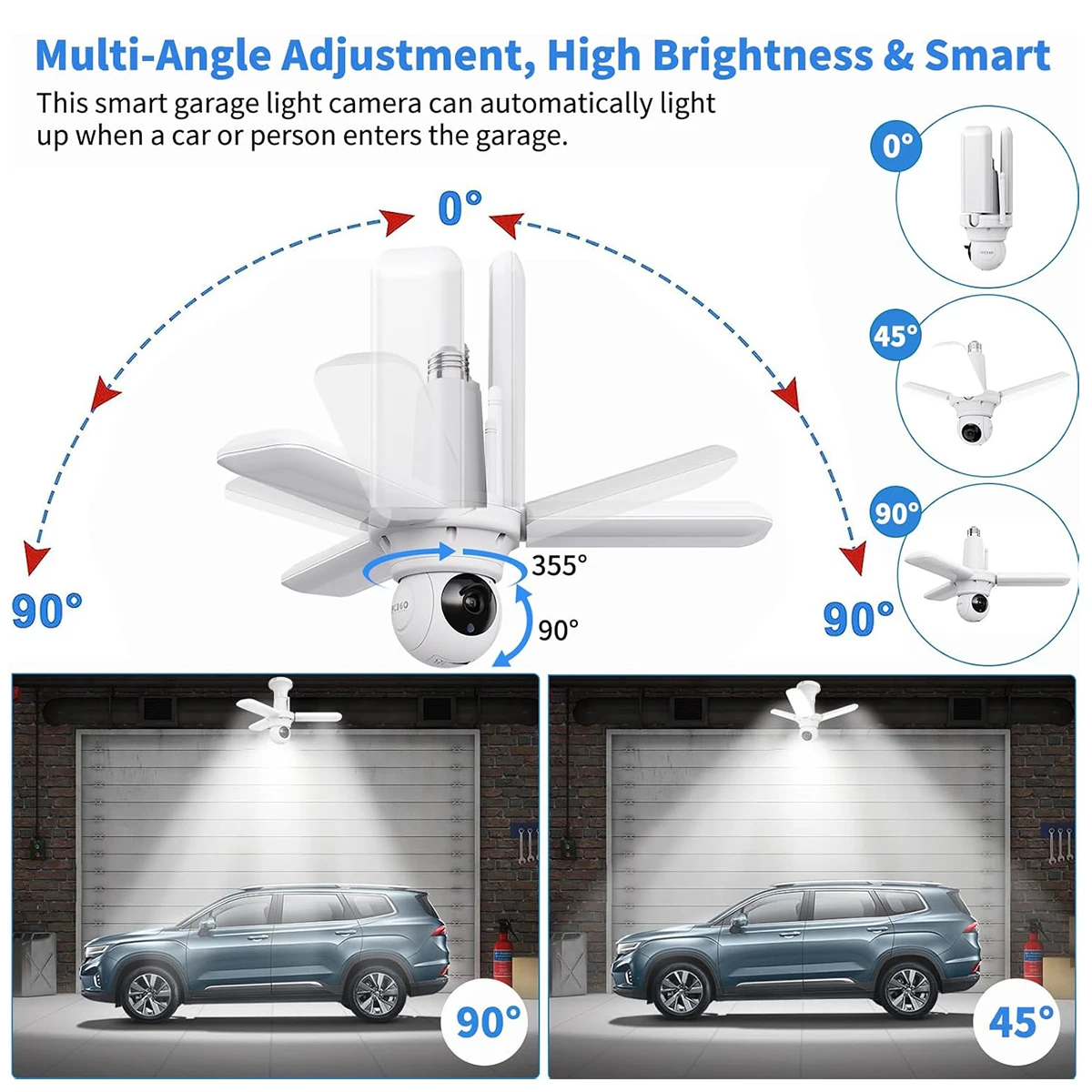 كاميرا بإضاءة LED لغرفة الغسيل المرآب قاعدة الممر E26 مع مستشعر حركة ذكي لمراقبة الذكاء الاصطناعي صوت ثنائي الاتجاه #3