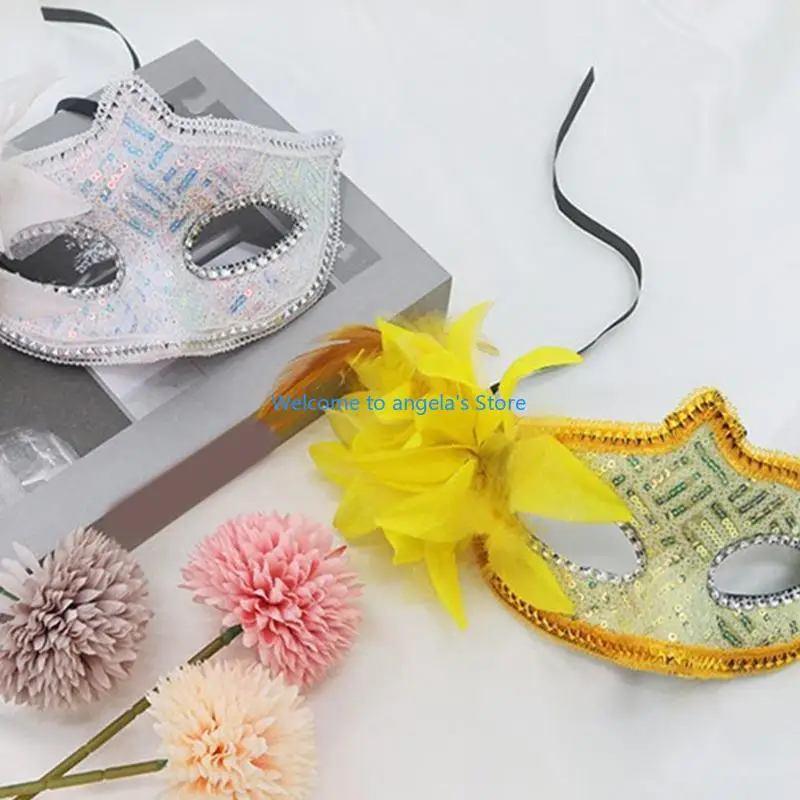 X4YC Sparkly Half Face Mask With Adjustable Strap For Theater Performances Accessory Parties Costume Event