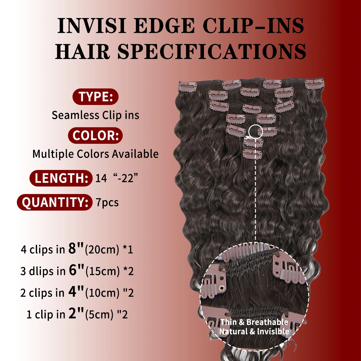 12A 7피스/세트 워터 웨이브 클립인 인모 헤어 익스 - Seamless Clip In Hair Extensions Human Hair 리뷰 및 가격