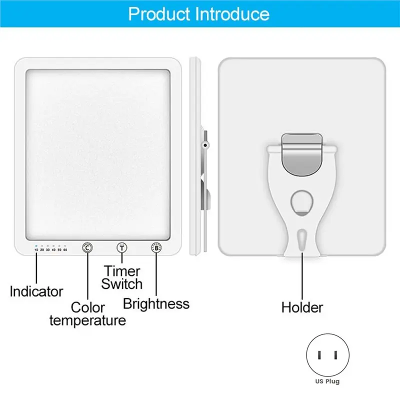 HLZS-Portable LED Daylight Lamp 10000 Lux Us Plug