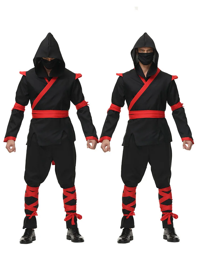Kostium Ninja dla dorosłych mężczyzn na Halloween, przebranie na bal maskowy, występ sceniczny, strój samuraja, męski strój, poliester