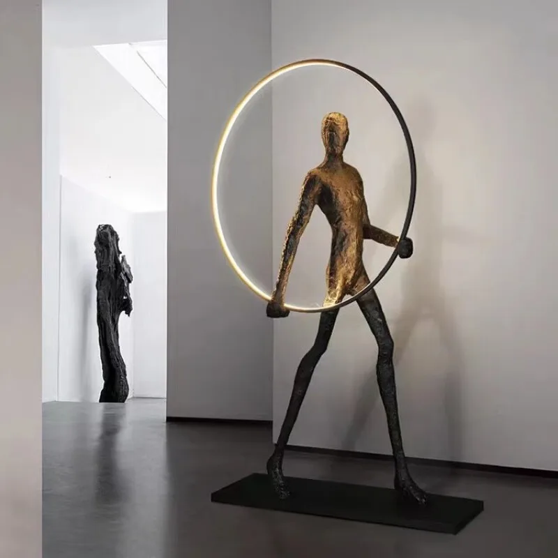 Large ornament statue floor lamp exhibition hall sales office abstract art bar living room light luxury sculpture