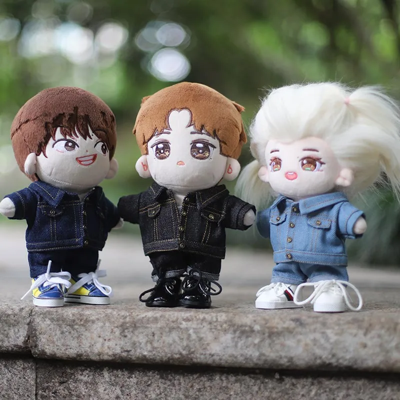 1SET 20CM Star Doll Clothes Jeans Wear Dress Up Cute Plush Dolls Accessories Generation Korea Kpop EXO idol Dolls Gift DIY Toys