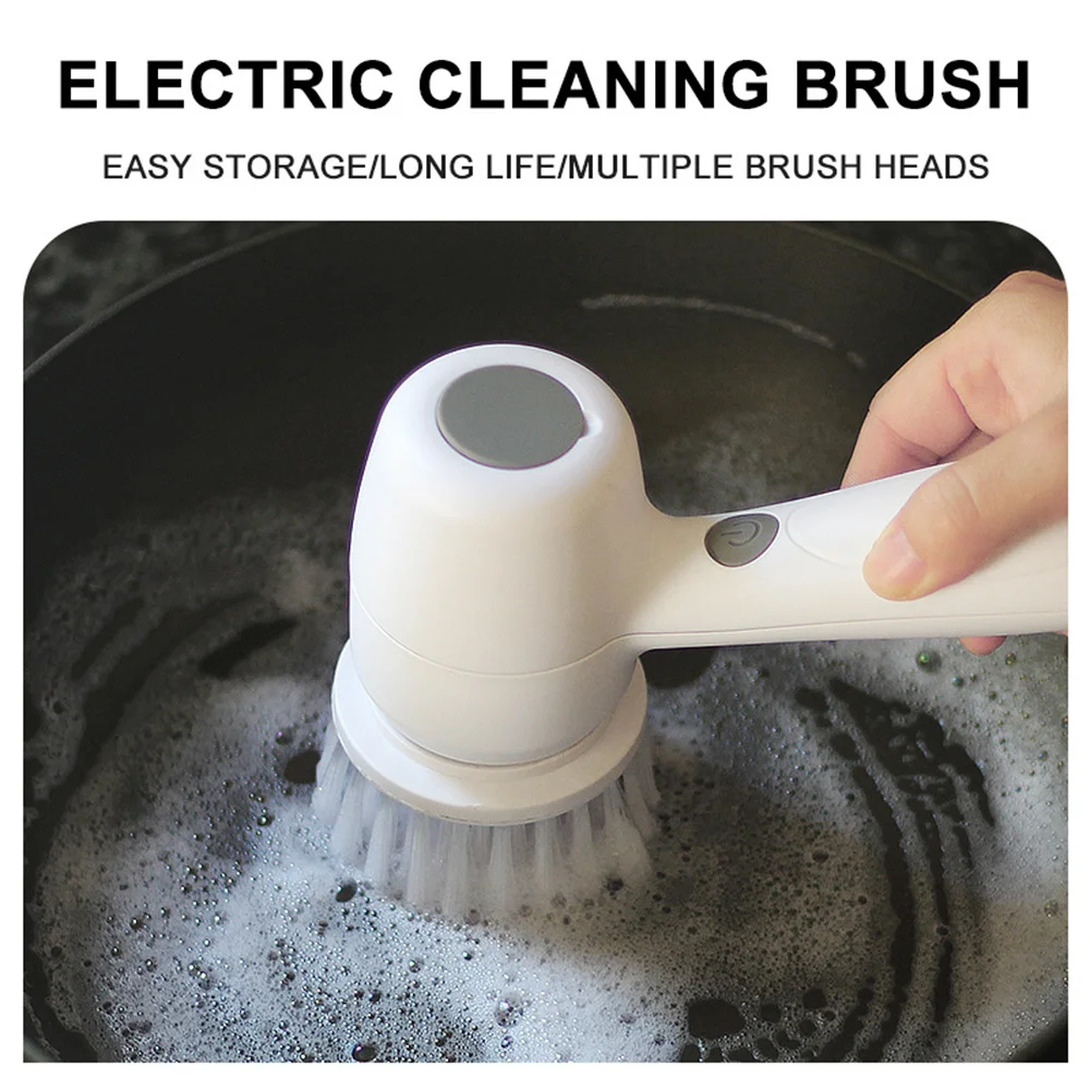 Electric Spin Scrubber With 3 Replaceable Brush Head USB Chargeable Multifunctional Scrubber Brush Polisher Sponge for Kitchen image 3