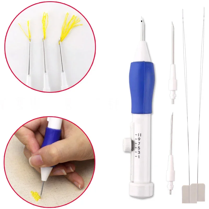 3 Needles 2 Threaders Punch Needle Set Craft Kniting Tool 3 Size Punch Needle Set Embroidery Stitching Craft Tool for DIY Sewing