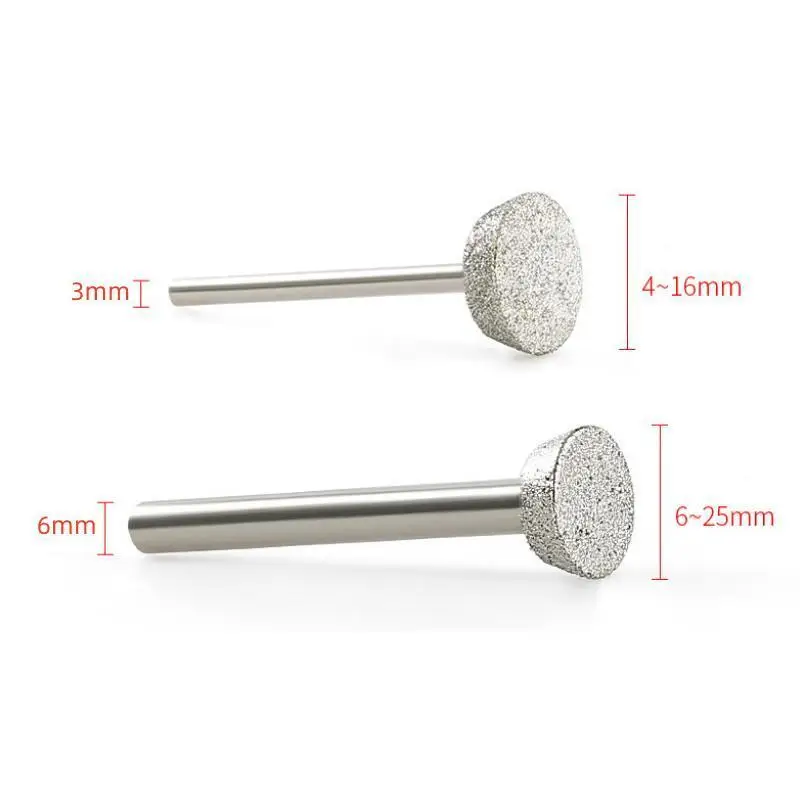 5PCS Electroplated Diamond Beveled Grinding Head 6/3mm Shank Stone Engraving Straight Grinding Rod Marble Tombstone Carving Tool