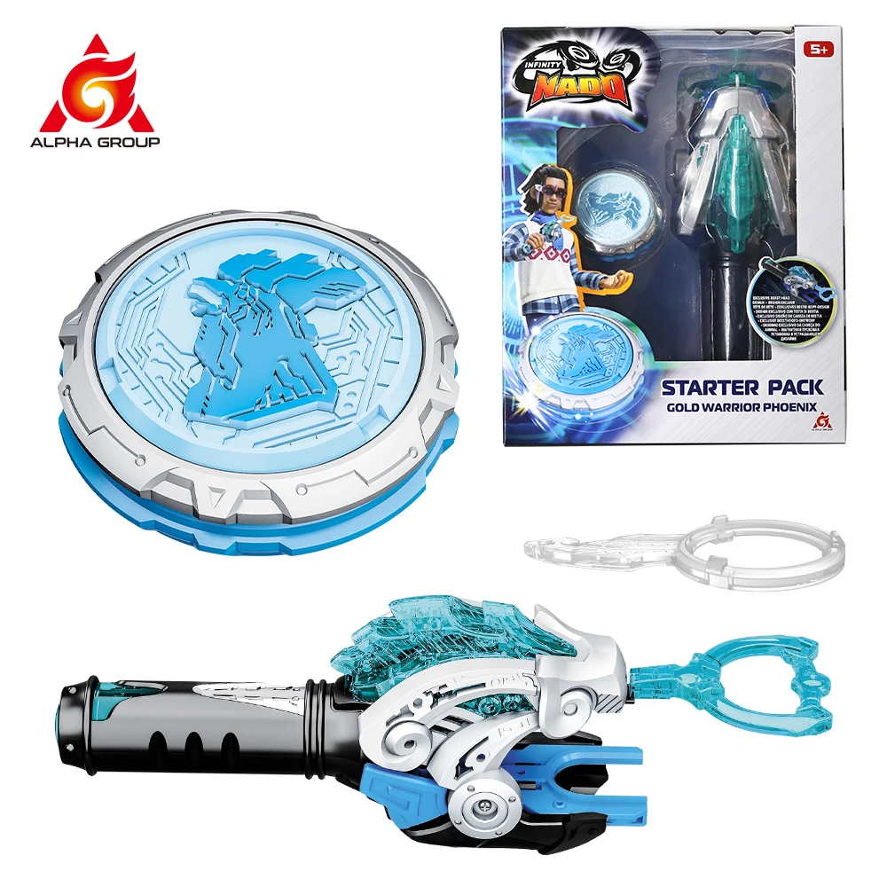 

Infinity Nado 6 Starter Pack-Fury Wave Dragon Metal Spinning Top & Ring & Tip Gyro with Monster Icon Cord Launcher Anime Kid Toy