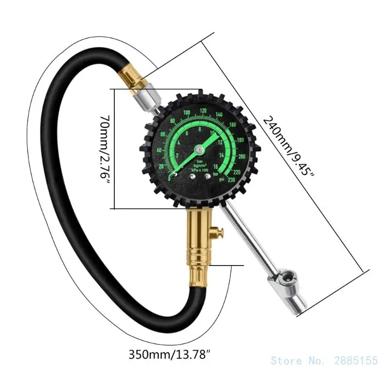 Pneu Pressure Checker com Backlit, Monitor Tool, Medidor Digital para carro e caminhão, 230PSI