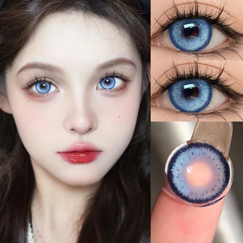 KSSEYE 1 Pair Korean Lenses Colored Contact Lenses for Eyes Prescription Myopia Beauty Pupil Soft Blue Lenses New Fast Shipping