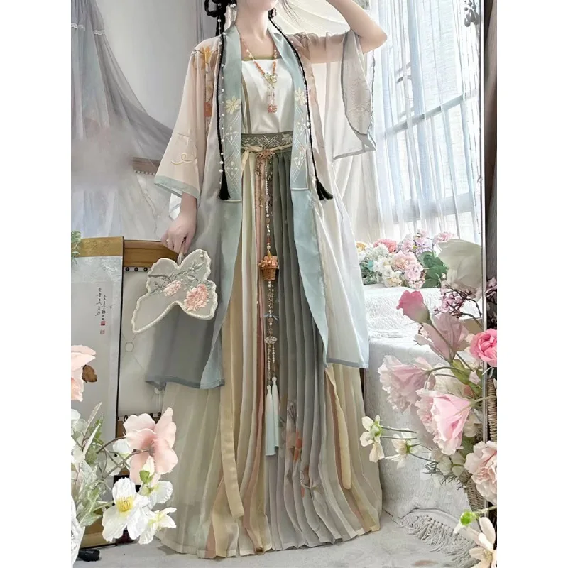 

Hanfu women's Changgan Temple pleated skirt Zi Song Dynasty waist-length daily spring and summer