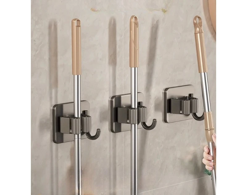 No Drill Mop Hook Strong Adhesive Wall Rack Heavy Duty Bathroom Storage Holder Punch-free Hanging Clip
