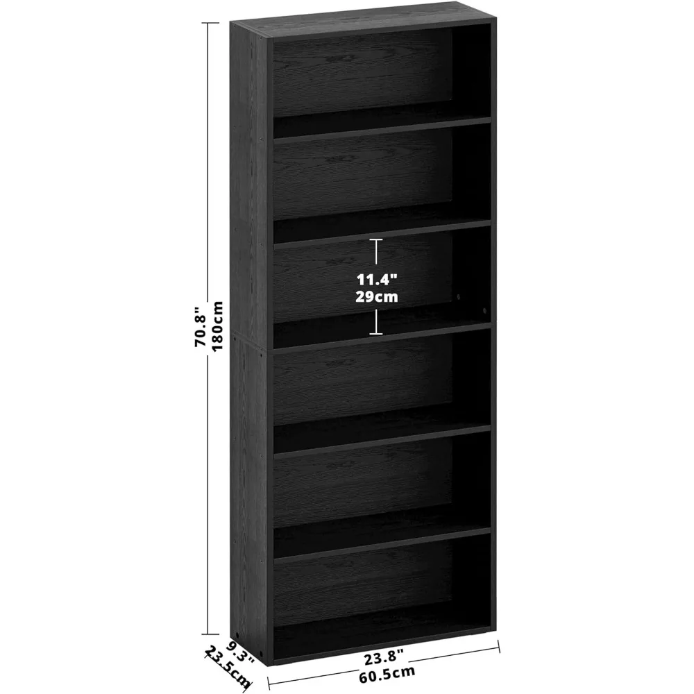 Bookshelves and Bookcases Floor Standing 6 Tier Display Storage Shelves 70in Tall Bookcase Home Decor Furniture for Home Office