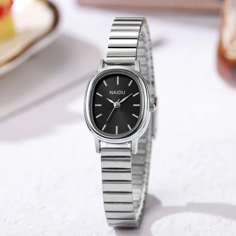 Modische Damenuhren mit ovalem Zifferblatt, Edelstahlarmband, luxuriöse Quarz-Armbanduhren für Damen, luxuriöses Geschenk, Golduhr, Großhandel. – Detail 6