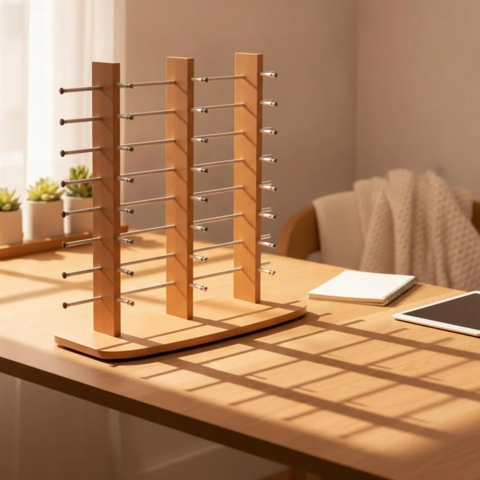 Three Tier Eyeglass Display Rack Sunglasses Organizer Stand with Metal Rods for Optical Shop Retail Counter
