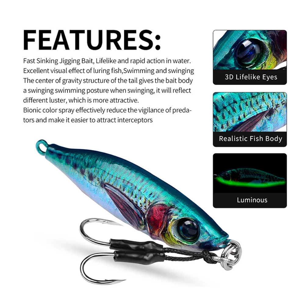 3D Print tungsten metal jig 30g 40g 60g 80g saltwater speed fishing lures tungsten jig