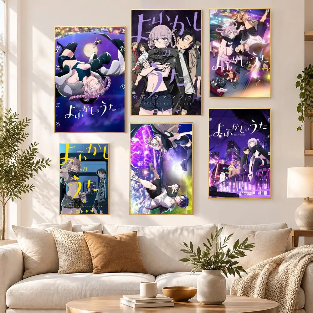 Anime Japanese TV Call of the Night Poster PP Self Adhesive Wall Decor Aesthetic Bedroom Gaming Room Home Holiday Gift