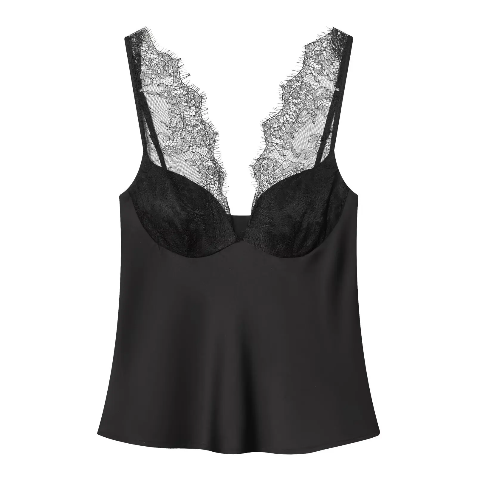 Y2K Casual Slim Black Women's Shirt Elegant Design Versatile Lace Satin Texture Top Summer 2026 New Style
