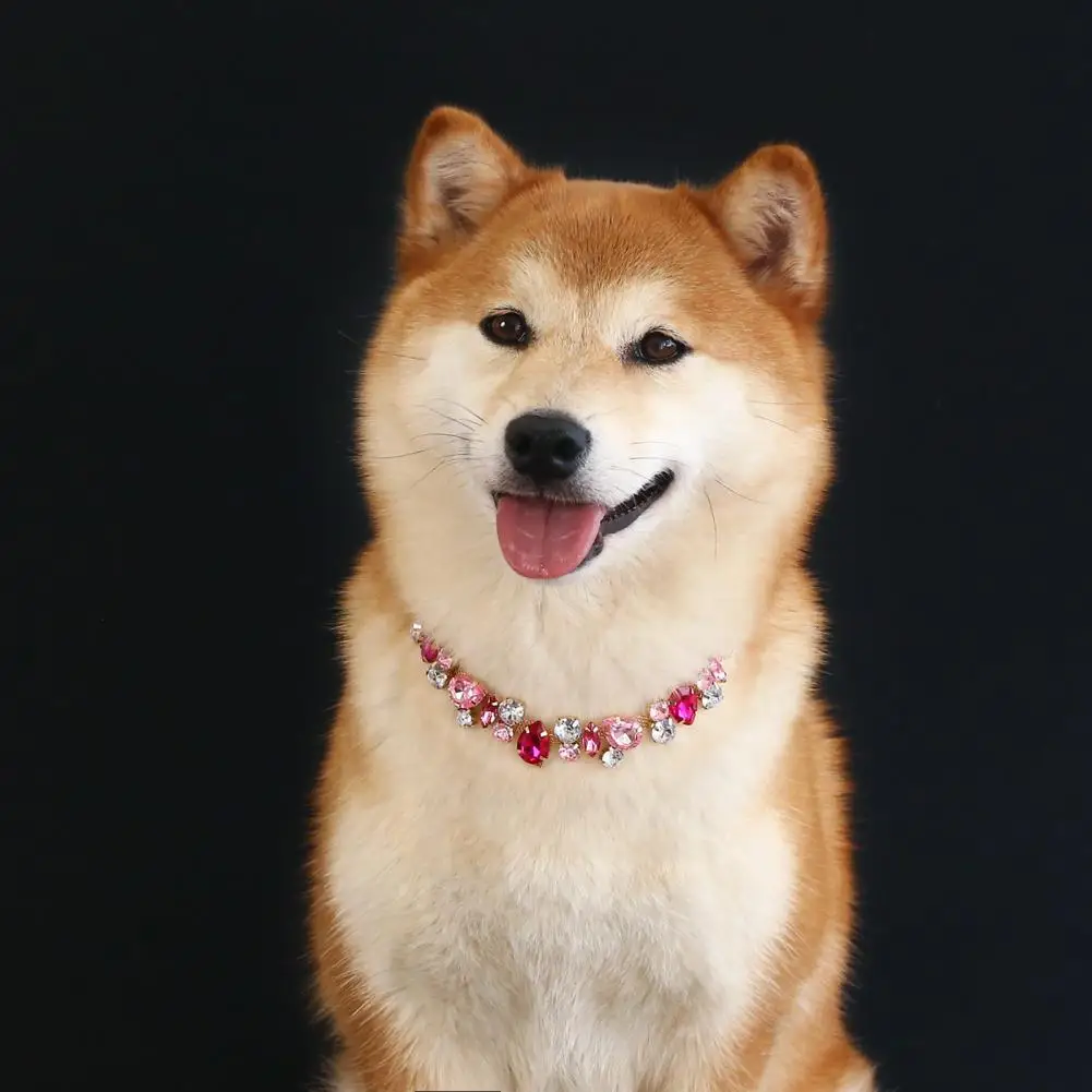 

Adjustable Pet Collar Fashionable Rhinestone Pendant Pet Collar Stylish Gold Chain for Cats Dogs Holiday Party Accessory Pet