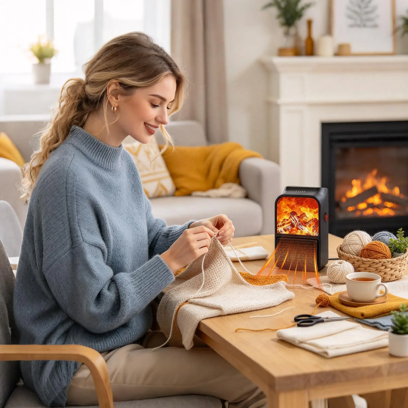Space Heater 3 Heat Levels 800W Overheating Protection Electric Heater For Apartment Living Room Bedroom Study Desk Table Office