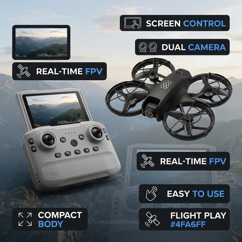 2026 New M5 Mini Drone 2.4inch Control Dual 8K Camera | Optical Flow Positioning Telescopic screen control For Beginner  gifts view 5