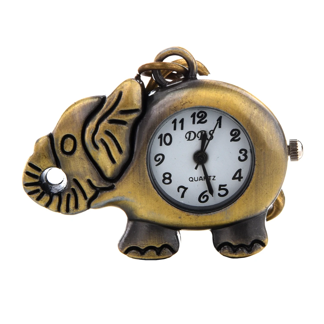 SODIAL(R) Bronze Tone Elephant Pendant Lobster Hook Keyring Watch