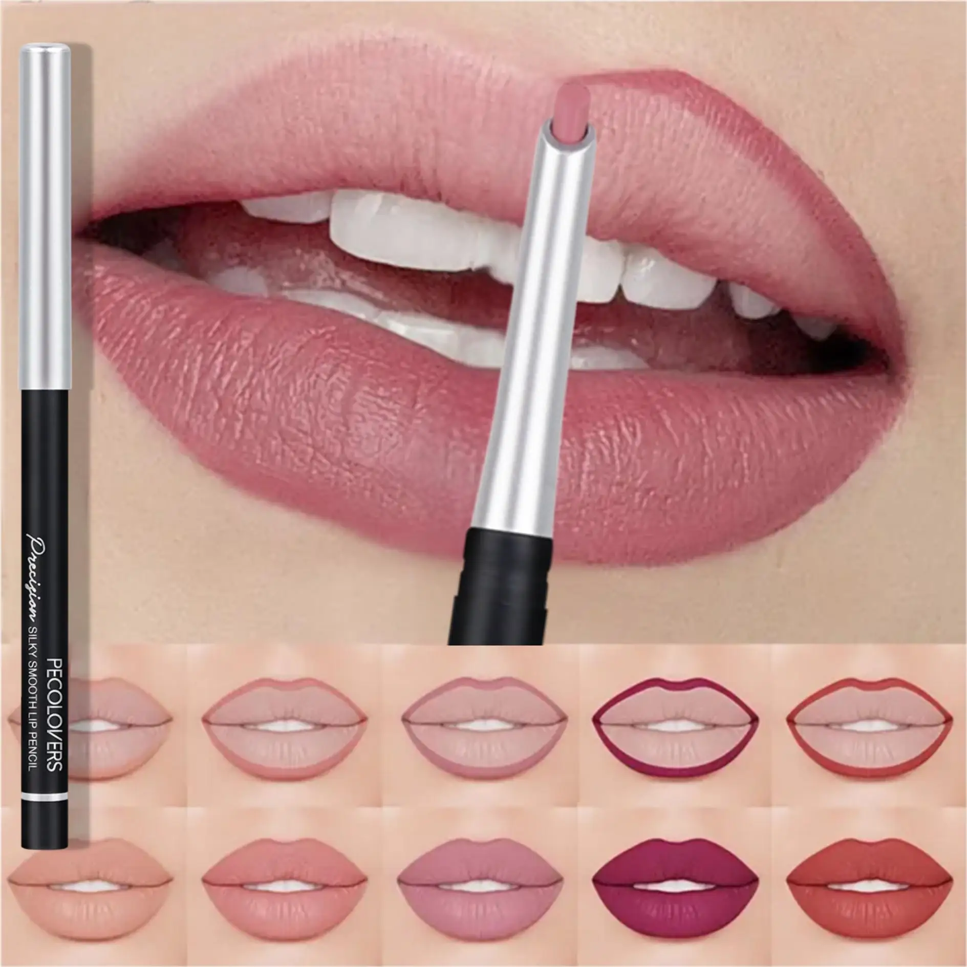 슬랜트 튜브 립 라이너, 립스틱 립 펜슬, 방수 립스틱 펜, 오래 지속되는, 매트 립 라이너