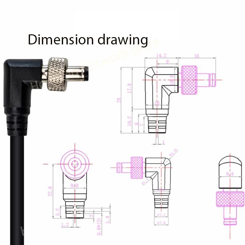 DC 5.5*2.5MM męski kabel zasilający ze śrubą z nakrętką 5.5*2.1MM blokada klamra przedłużacz złącze DC 20AWG czystej miedzi 1.5m 1m