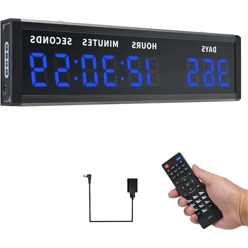 [NEWA76K!】 Multi-Function Digital Timer, Count Up Count Down 999 Days Countdown Remote Control 12/24 Hour Real Time Clock EU