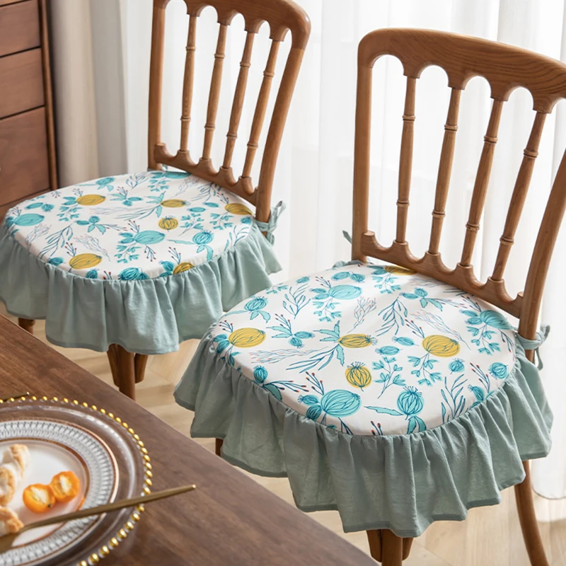 

Dining Chair Cushion Modern Pastoral Style Flounce Chair Cushions Printed Flower Chair Cover Seat Pad Home Seat Cushion Fashion