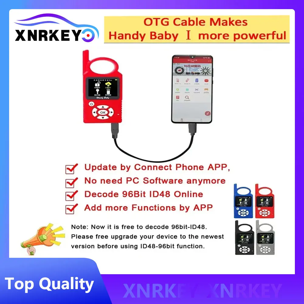 

XNRKEY OTG Cable for Handy Baby I Decode 96bit ID48 Online No Need PC Software Update Working by APP