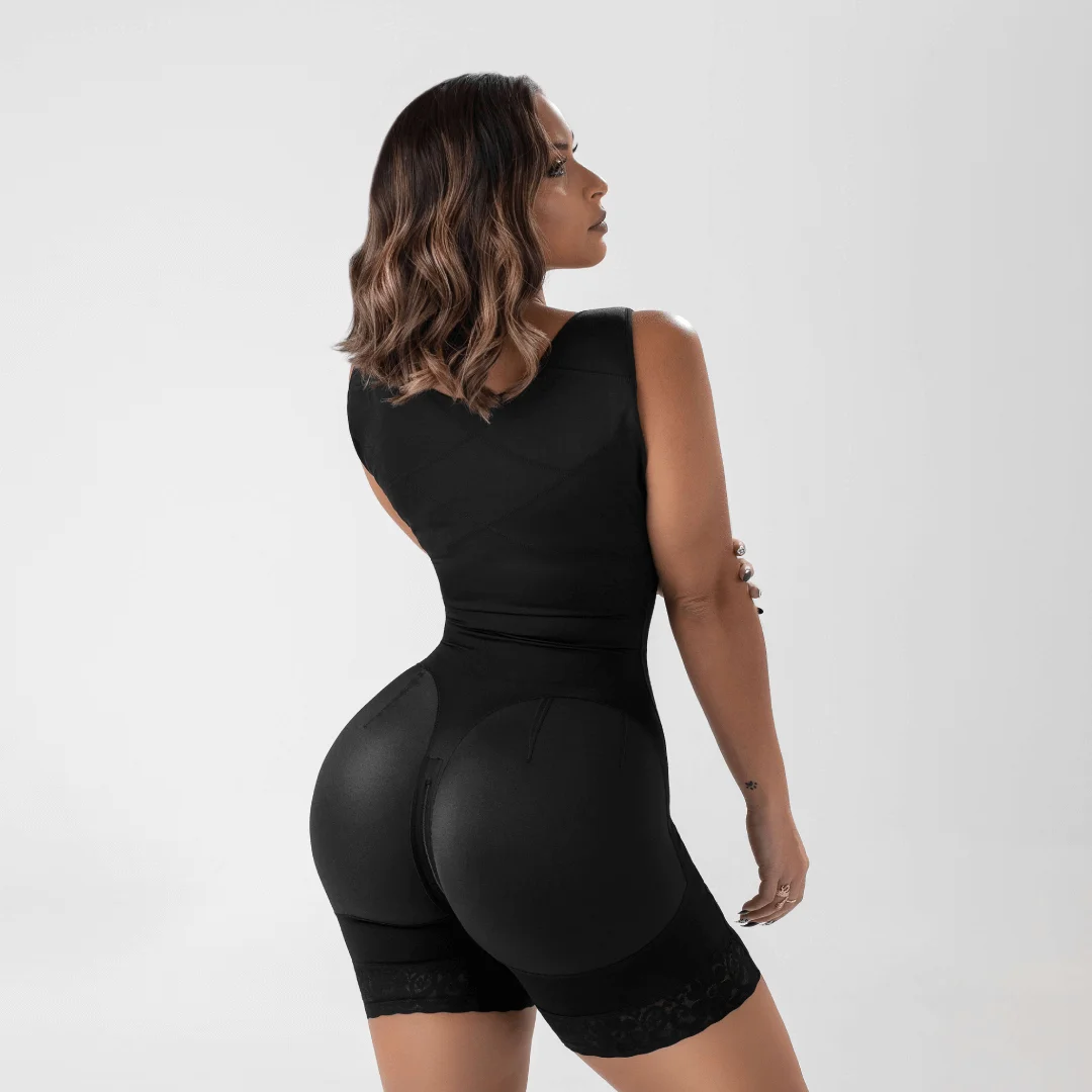 Black Open Chest Sleeveless Shapewear Tummy Control Shapewear High Waist Control Underwear with Butt Lifting Effect