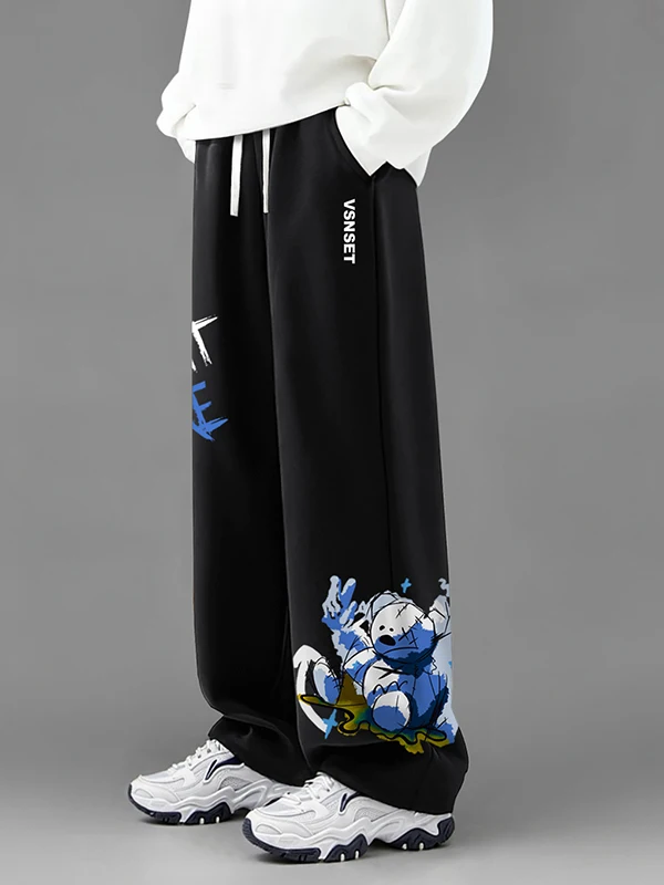 Lose, weites Bein, gerade Freizeithose, amerikanischer Cartoon-Stil, für Herren und Damen, Freizeithose, große Größe 300, Pou, Briefdruck, Tren...