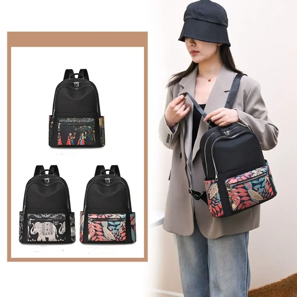 

Casual Oxford Shoulder Bag Waterproof Print Small Backpack Large Capacity Travel Handbag Women
