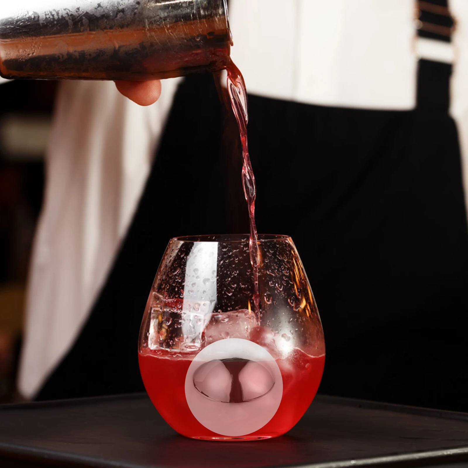 

1pcs 55Mm Stainless Steel Ice Ball Round Whiskey Cooler Reusable Drink Chiller Gold Wine Cooling Stone For Espresso Cocktail 304