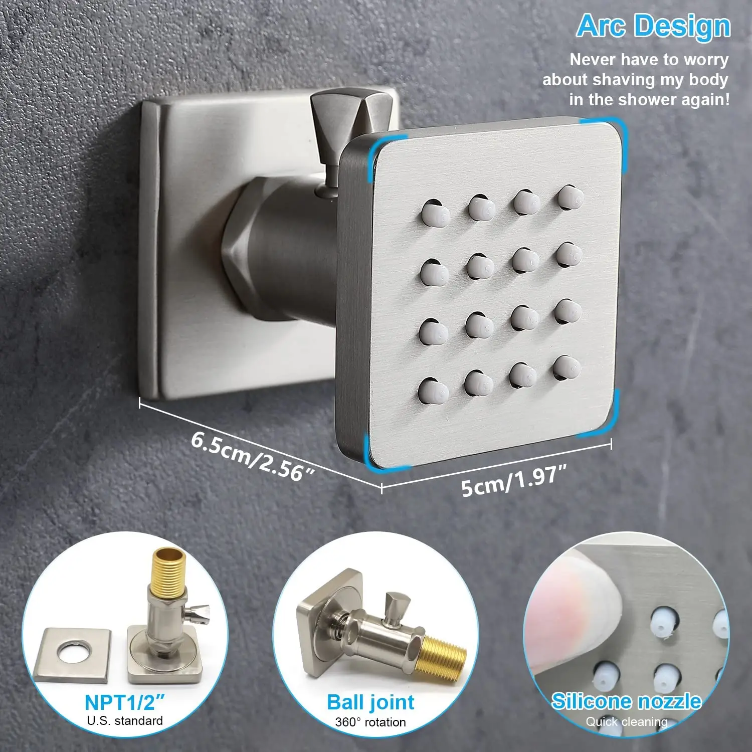 Rain Shower Thermostatic System Work At the Same Time Body Spray with On-off Switch 16 inch Brushed Nickel Brass Faucet