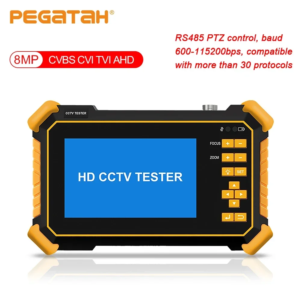 PEGATAH 8MP 4K CCTV Tester 4 inch Camera Monitor AHD/CVI/TVI CVBS CCTV Analog Cameras Tester CFTV Mini Monitor