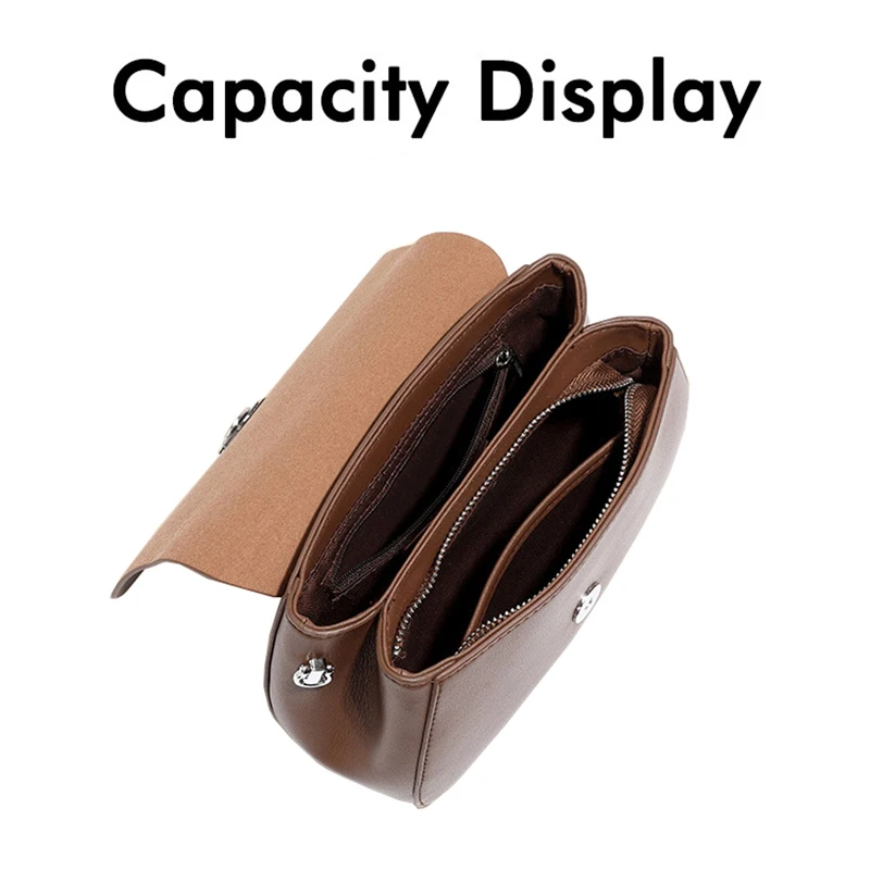 New Lady Vintage Split Leather Messenger for Women Simple Crossbody Shoulder Handbag Girls Daily Using Commuter Small Square Bag